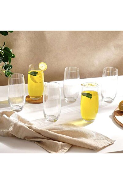 PAN HOME Waterfall 6-Piece Highball Crystal Glass Set 350Ml -Clear