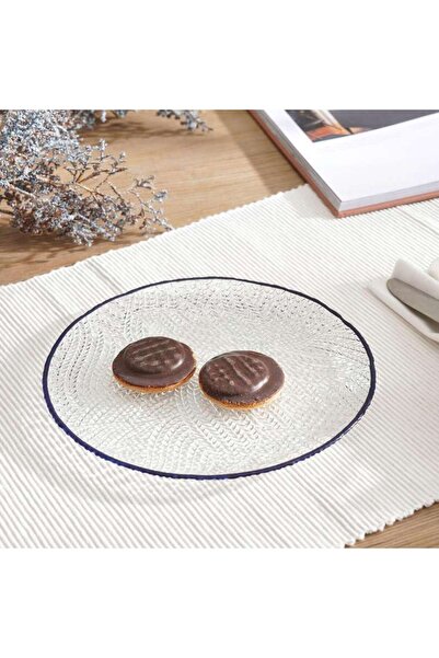 PAN HOME طبق تقديم بيلا بقطر 21 سم وسمك 1.6 سم - أزرق شفاف