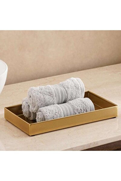 PAN HOME صينية مناديل معدنية كاسبيان 28 × 15 × 3 سم - ذهبية