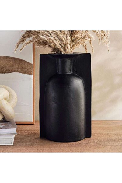 PAN HOME مزهرية معدنية من يوانا مقاس 17×23×28 سم - لون أسود
