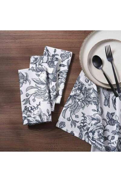 PAN HOME Affinity Floral 4-piece Napkin Set 45x45cm - Blue