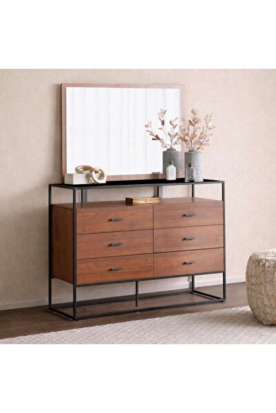 PAN HOME Rosil Dresser With Mirror - Walnut