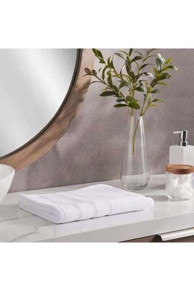 PAN HOME منشفة يد شيكاغو منقوشة 650 جرام/متر مربع، مقاس 50×90 سم - لون أبيض
