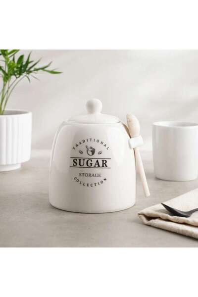 PAN HOME Zira Sugar Canister With Spoon 700ml - White