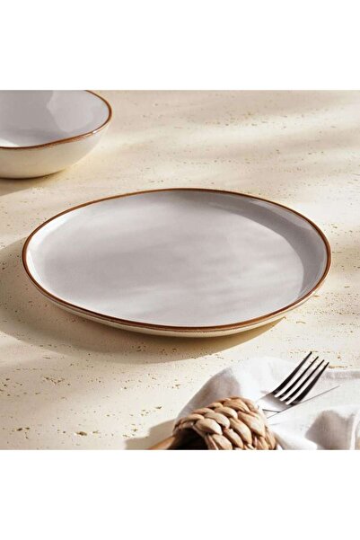 PAN HOME طبق عشاء من الحجر الصناعي أومينا قطر 27 سم - أبيض