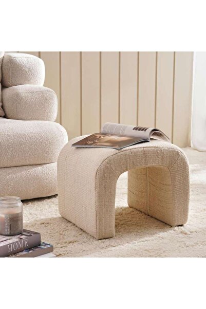 PAN HOME Oslo Woolen Pouf 46x36x40cm - Beige