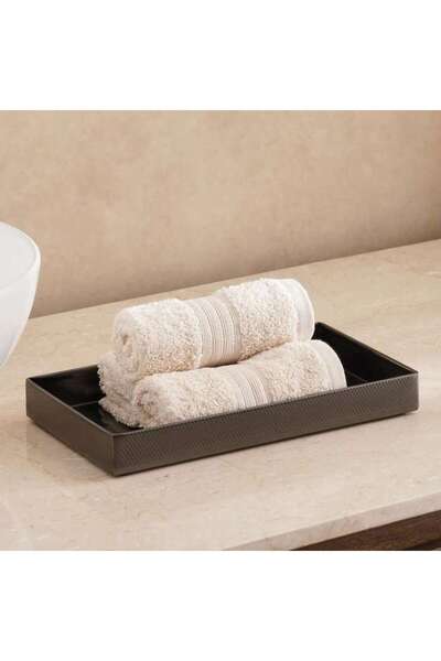PAN HOME صينية مناشف معدنية من كاسبيان 28 × 15 × 3 سم - أسود فضائي
