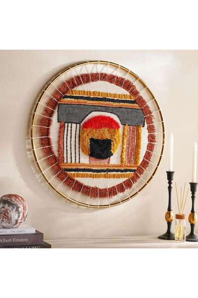 PAN HOME Kelly Handcrafted Wall Art Dia 80cm - Rust