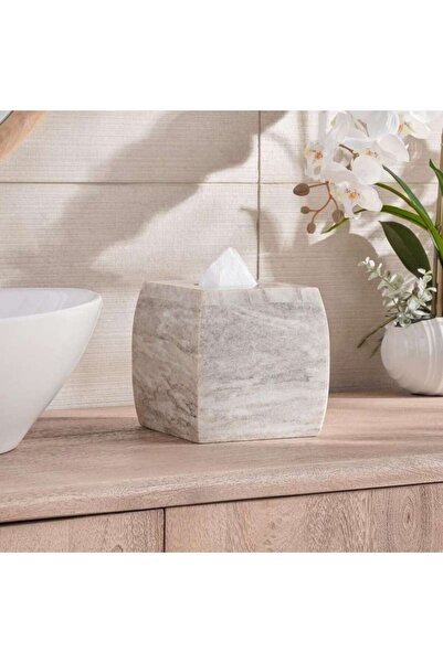 PAN HOME علبة مناديل نيو رخامية 15x15x15 سم - بيج