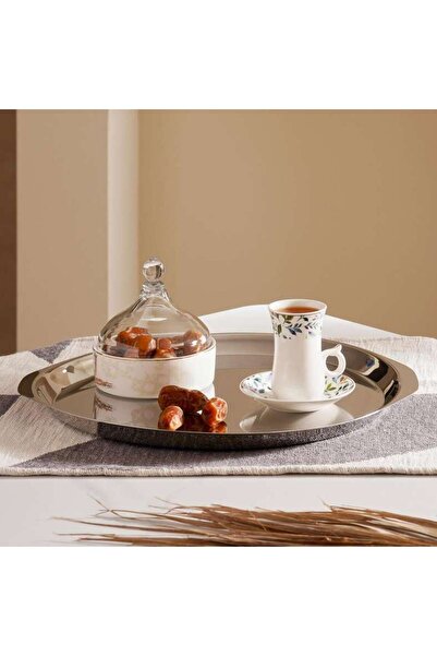 PAN HOME Euna Serving Tray With Handle Dia39cm - Chrome