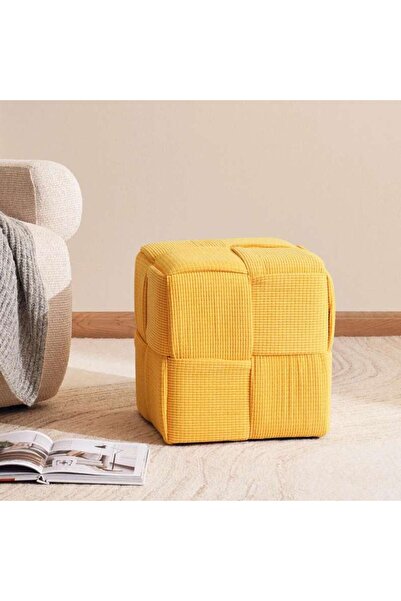 PAN HOME وسادة ليد ريب مخملية 38x38x38 سم - أصفر