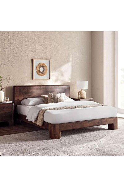 PAN HOME Oregon King Size Bed 180x200 Cm Wood - Walnut