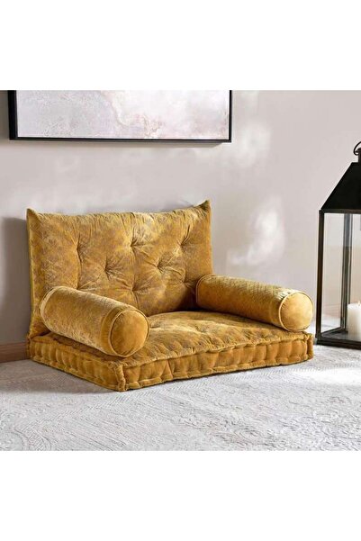 PAN HOME Trimaze Embroidered Velvet 4-piece Majlis Set 70x90x10cm - Gold