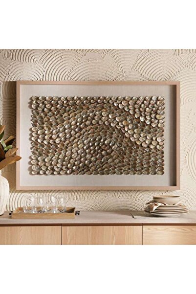 PAN HOME Braska Handcrafted Shell Shadow Box 120x80cm - Beige
