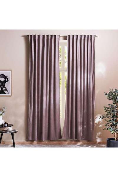 PAN HOME Amanda Velvet 2 Piece Blackout Curtain Set 130x300cm - Taupe
