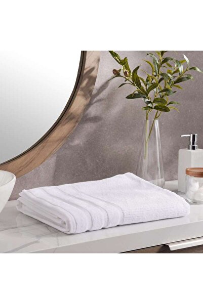 PAN HOME منشفة حمام شيكاغو منقوشة 650 جرام/متر مربع، مقاس 90×150 سم - لون أبيض