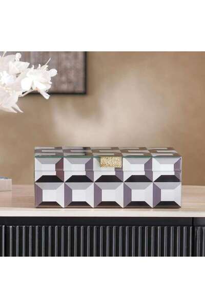 PAN HOME Leyton Glass Decor Box 28x18x10cm - Black
