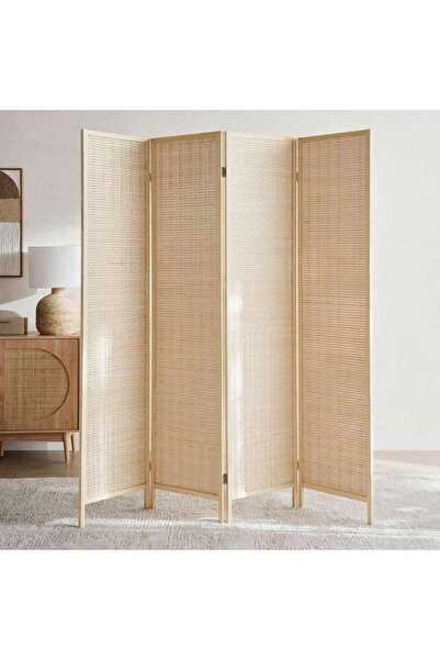 PAN HOME Monique Bamboo Screen 4-panel Room Divider 180x180cm - Natural