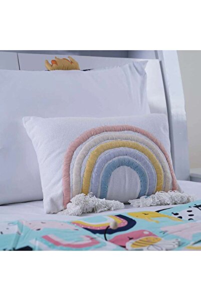 PAN HOME Rainbow Filled Cushion With Tassels 30x45cm-pink
