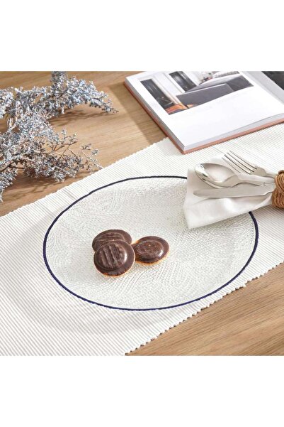 PAN HOME طبق تقديم بيلا بقطر 28 سم وارتفاع 2 سم - أزرق شفاف