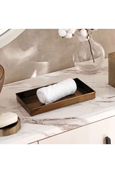 PAN HOME صينية مناشف معدنية من نورويل مقاس 27×15×3 سم - ذهبي عتيق