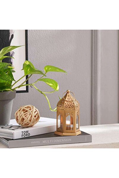 PAN HOME فانوس ميلاري 10x9x15 سم - ذهبي شفاف