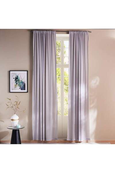 PAN HOME طقم ستائر من قطعتين من إيلينغتون أورجانزا شير 135x300 سم - رمادي فضي