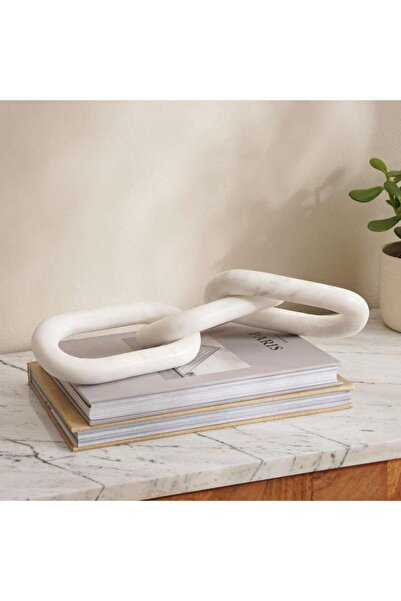 PAN HOME سلسلة ديكور رخامية من ميسون 43×10×3 سم - أبيض