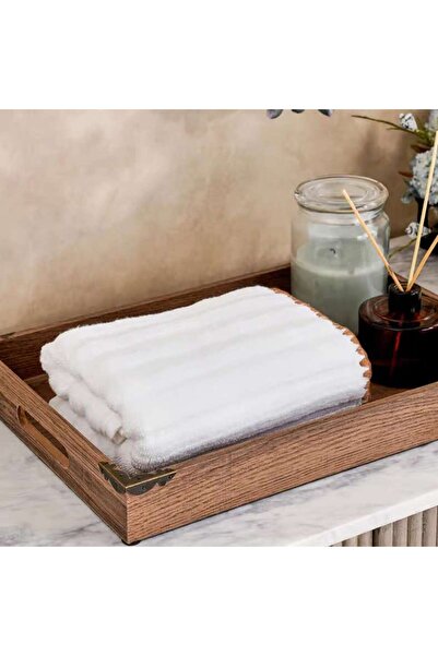 PAN HOME Ribbed Zero Twist Oyster Stitch Hand Towel 50x90 Cm-white