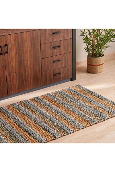 PAN HOME كيارا سجادة من الجوت والقنب المنسوجة يدويًا 90x150 سم - أخضر
