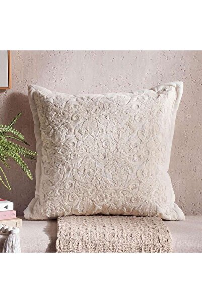 PAN HOME Magnolia Hand Embroidered Down Alternative Filled Cushion 50x50cm - ...
