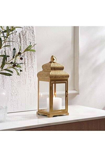 PAN HOME فانوس معدني أزازا 16×16×40 سم - ذهبي