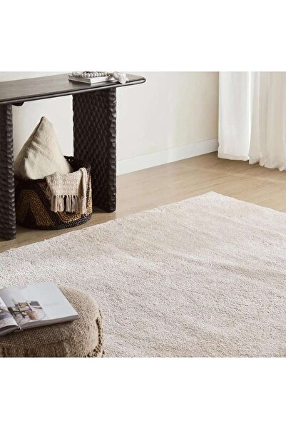 PAN HOME سجادة إيرين المخملية الوبرية بلون كريمي مقاس 240×290 سم