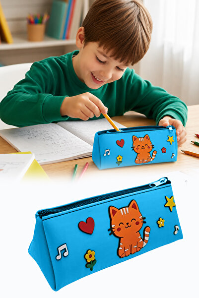 omilife Cat Design Pvc Pencil Case – Durable Silicone Construction, Stylish a...