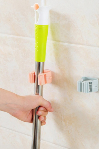 omilife Yapışkanlı Mop Askısı Süpürge Paspas Tutucu Duvar Organizer Düzenleyici Banyo 6 cm
