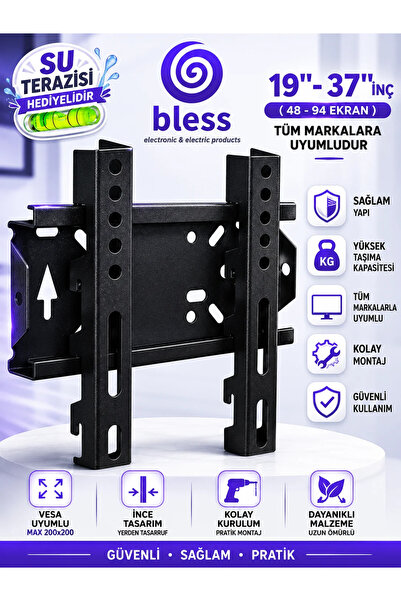 Bless Woon Sunny 24'' Inç 61 Ekran Uyumlu Televizyon Sabit Duvar Askı Aparatı...