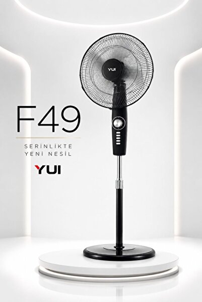 Yui F49 Siyah 16 Inç 50W 4 Kademe 5 Pervane Döner Başlıklı Vantilatör
