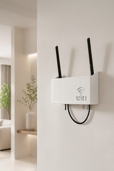 omilife Beyaz WiFi Duvara Asılabilir Vidalı Askı Yapışkanlı Modem Kutusu Router Rafı 25x15x6 cm