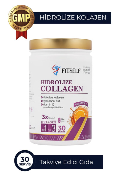 Fitself Hidrolize Collagen Tip 1 & Tip 3 + Hyaluronik Asit + Vitamin C (30 Se...