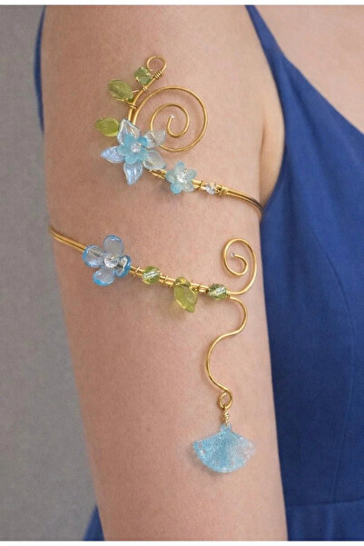 abeljewelry Çiçekli Vintage Ayarlanabilir Pazu Bilekliği Armcuff Arm cuff