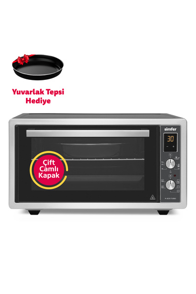 Simfer 4559 İnox Gri 45 LT Turbo Fan Mini/Midi Fırın - 6 Fonksiyon, Dijital E...