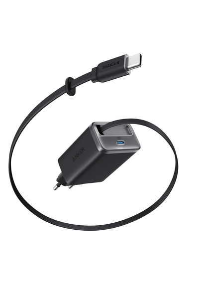 Anker Nano USB-C Şarj Cihazı, 35W, Entegre Geri Çekilebilir Kablo, Siyah - A2658