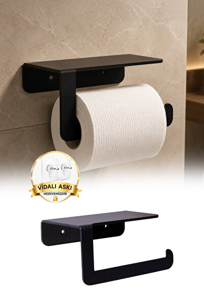 omilife Black Metal Toilet Paper Holder with Phone Holder Toilet Paper Rack H...