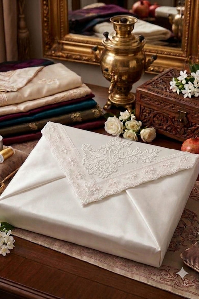 Çeyiz Diyarı Müjgan Satin Luxury Engagement Bundle 90X90 cm Cream