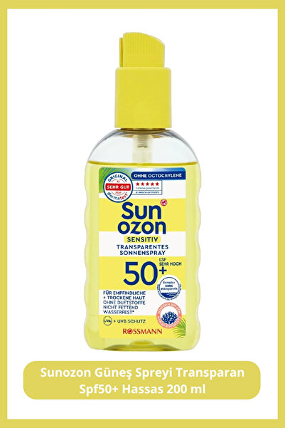 SunOzon Güneş Spreyi Transparan Spf50+ Hassas, 200 ml