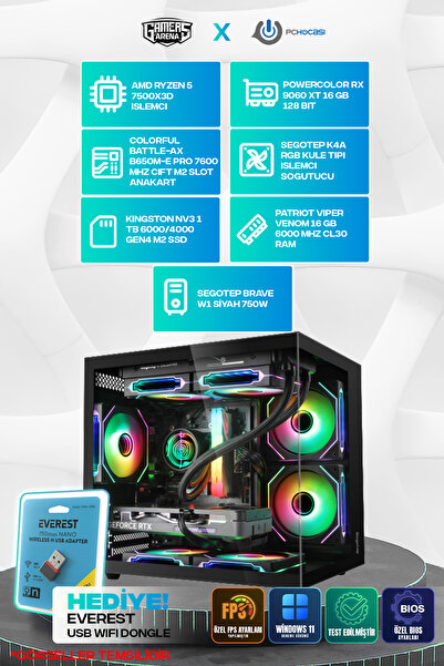 Gamers Arena PCH SCHOOL RX 9060XT AMD RYZEN 5 7500X3D 16 GB DDR5 1 TB SSD GEN...