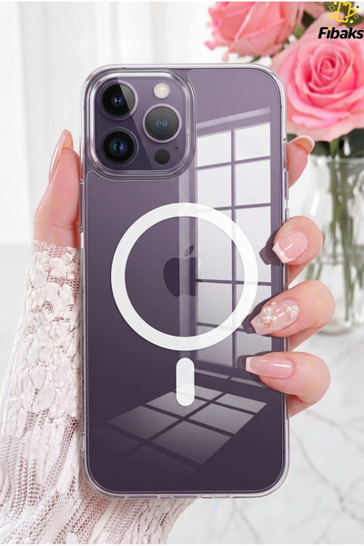 Fibaks iPhone 14 Pro Max Kılıf Magsafe Wireless Kablosuz Şarj Destekli Sert Ş...