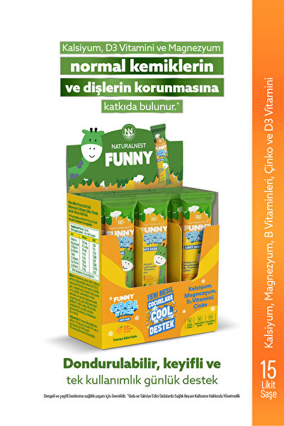 Naturalnest Funny Cool Stick 15 Likit Saşe Portakal Aromalı Çocuk Vitamin Tak...