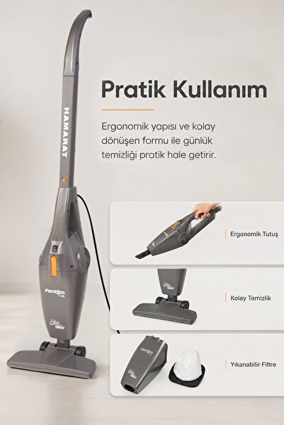 Fantom P 1500 Hamarat Süpürge Gümüş Gri