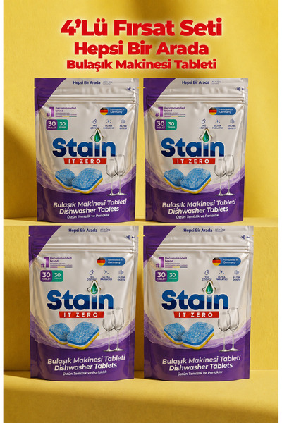 Stain İt Zero Hepsi Bir Arada Bulaşık Makinesi Tableti & Güçlü Temizlik Üstün...